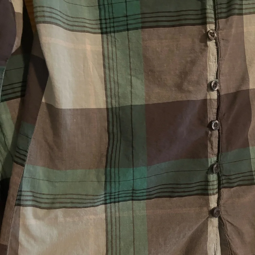 Full Tilt Green and Black Long Sleeve Button Down Shirt‎ Size Medium
